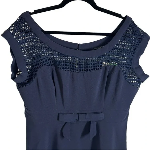 Modcloth Fervour Navy Blue Vintage Style 60s Housewife Bow Detail Dress Sz XL - Picture 5 of 14